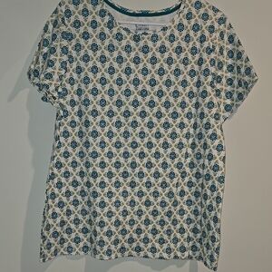 Croft & Barrow White and Green Boxy Short Sleeve Tee